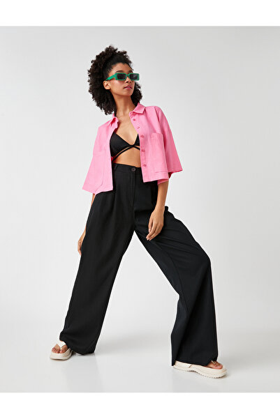 Koton Παντελόνι Φαρδύ Πλισέ Λινό Μίγμα