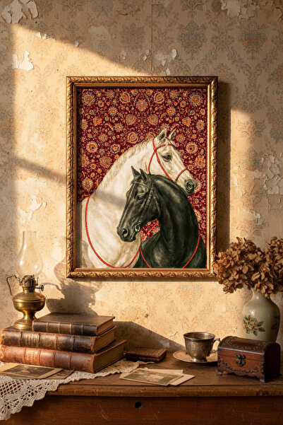 epiqart Bozkırın Atları - Vintage Desenli Çerçeve