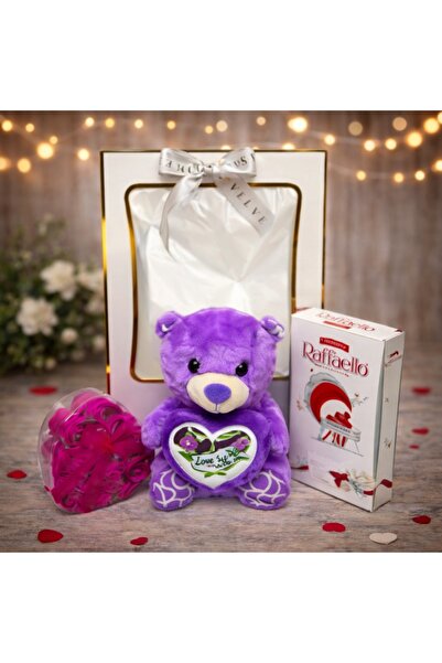 velve Pachet Love, cu ursulet de plus 20cm, cutie in forma de inima cu tranda...