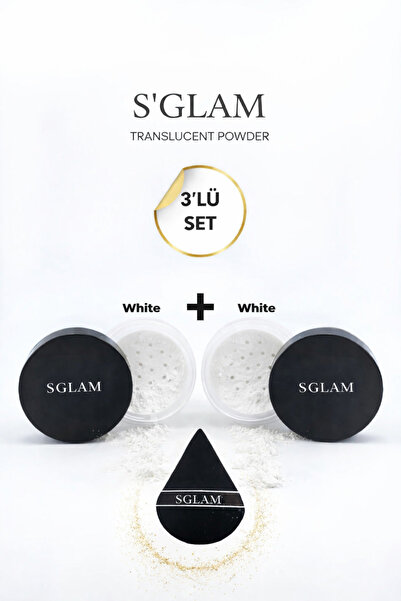 S'GLAM Pudra Seti Ve Pudra Süngeri (White-White)