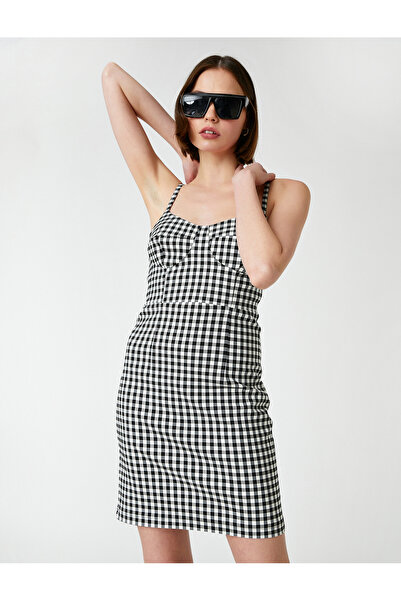 Koton Mini sukienka z cienkimi ramiączkami w kratkę