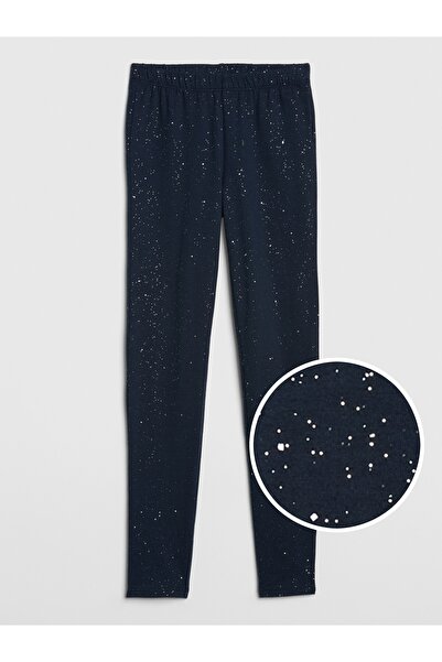 GAP Kids Kız Çocuk Mavi Pırıltılı Streç Jarse Tayt