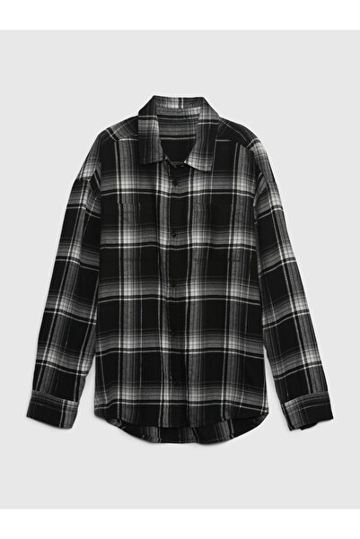 GAP Erkek Siyah Flannel Gömlek