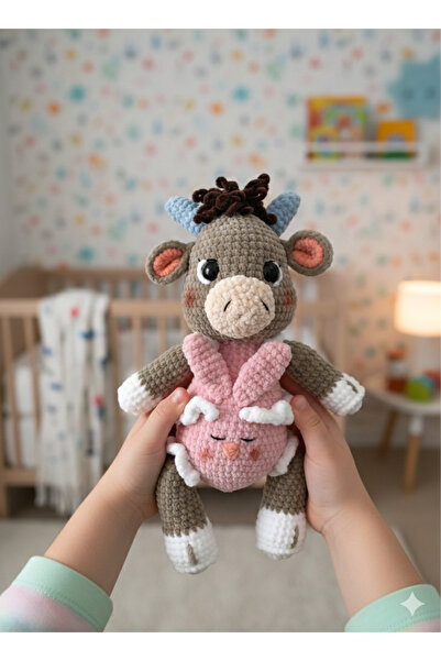 Luna Marissa Amigurumi İnek Örgü Oyuncak - 42 cm