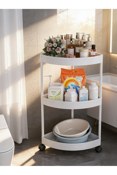 Leon Lifestyle 3-Tier Corner Shelf Organizer for Bathroom and Kitchen with Wh...