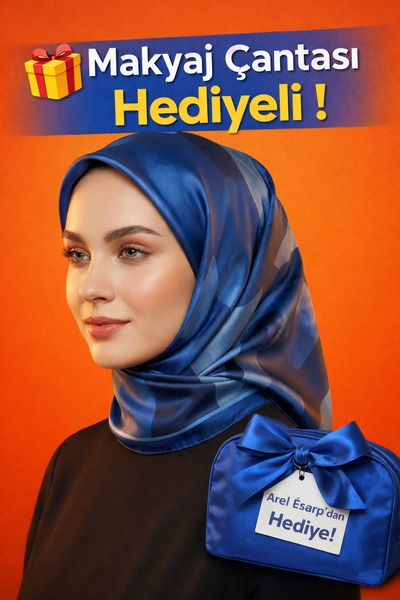 Levidor 90X90 Silk-Look Navy Blue - Blue Colored Scarf – Non-Slip Twill Styli...