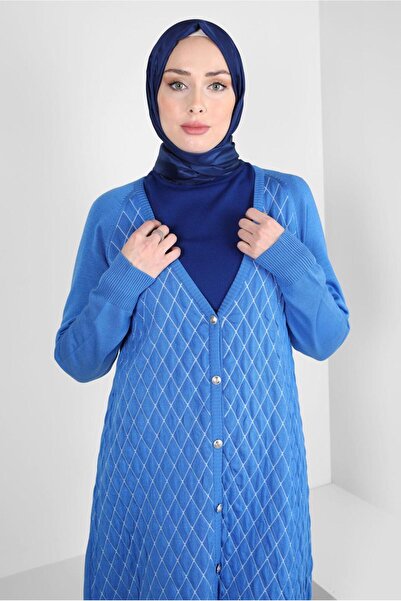 Alvina Quilted Patterned Knitted Cardigan 44079