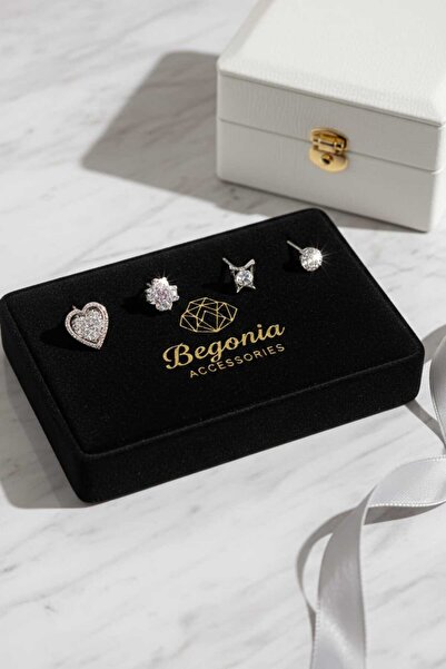 Begonia Accessories 925 Ayar Gümüş 4 Adet Zirkon Taşlı Hızma Kullanıma Uygun ...