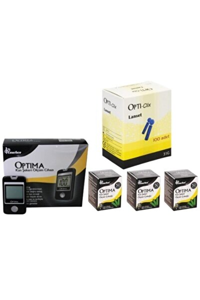 Optima Kan Şekeri Ölçüm Cihazı+ 3 Kutu Strip (150 Adet) + 1 Kutu (100 Adet) O...