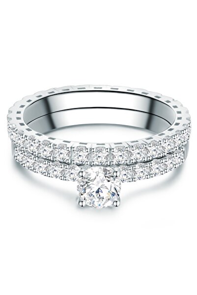 Trilani Silberring 2er Set Ringe Sterling Silber Zirkonia weiß