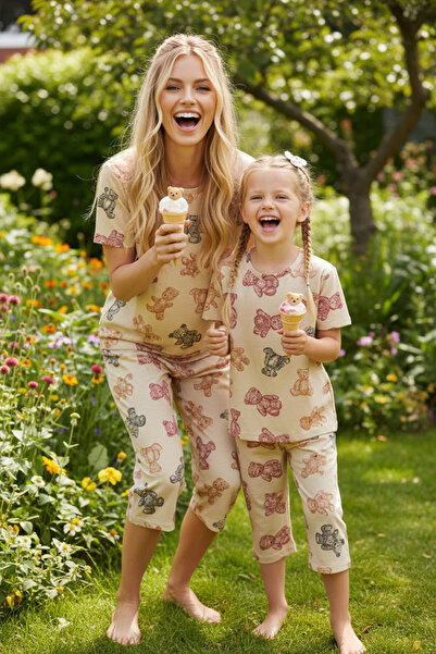 Siyah İnci çok renkli Örme Kapri Takım