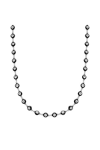 True Rebels Edelstahlhalskette Kette Edelstahl Emaille schwarz