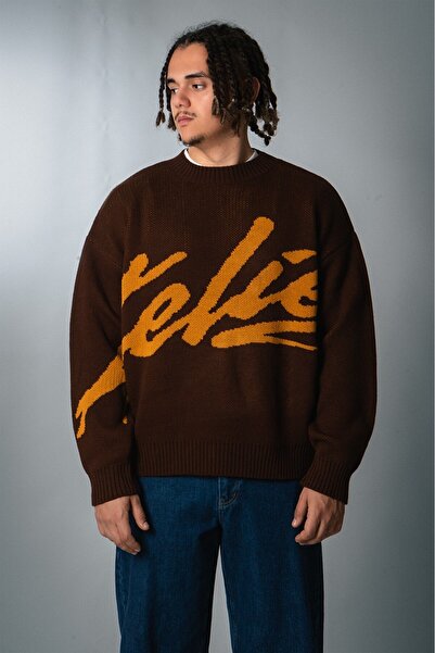 e&e Cocoa Knit Brown Oversized Men's Knitwear Sweater