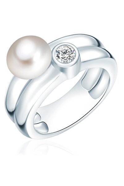 Valero Pearls Perlenring Ring Sterling Silber Süßwasser-Zuchtperle weiß Zirko...