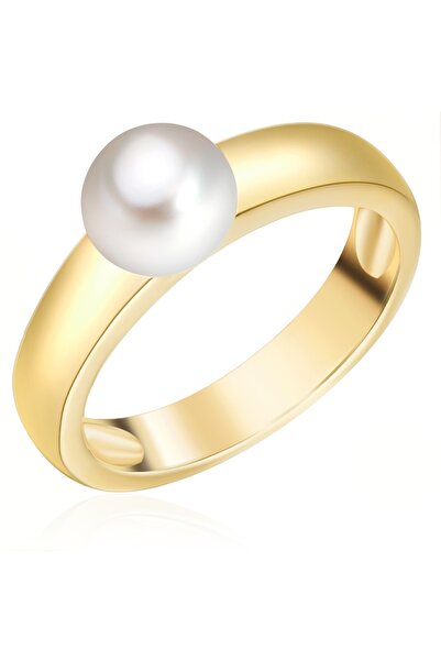 Valero Pearls Perlenring Ring Sterling Silber gelbgold Süßwasser-Zuchtperle weiß