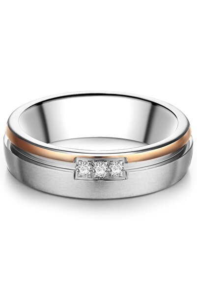 Trilani Edelstahlring Ring Edelstahl bicolor Zirkonia weiß