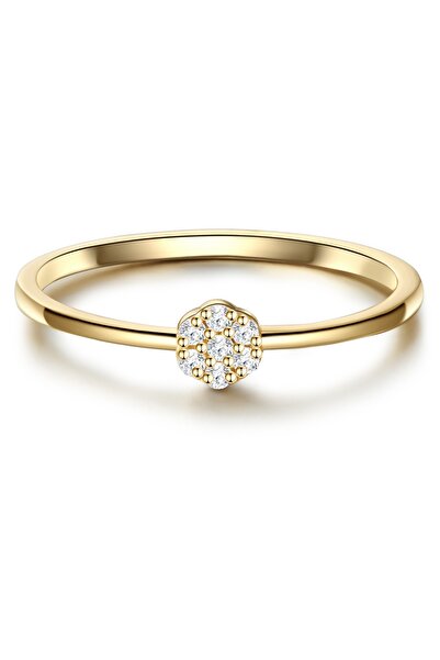 Lulu & Jane Modeschmuckring Ring gelbgold Zirkonia weiß