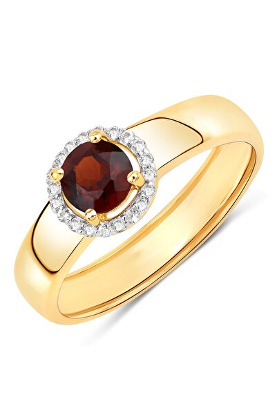 Rafaela Donata Edelsteinring Ring Sterling Silber gelbvergoldet Granat Topas ...
