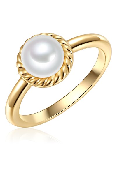Valero Pearls Silberring Ring Sterling Silber gelbgold Süßwasser-Zuchtperle weiß