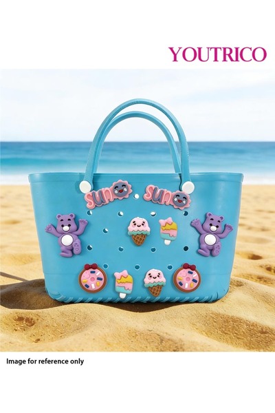 Youtrico مجموعة تعليقات كرتونية ملونة - زينة على شكل شبشب وحقائب شاطئ