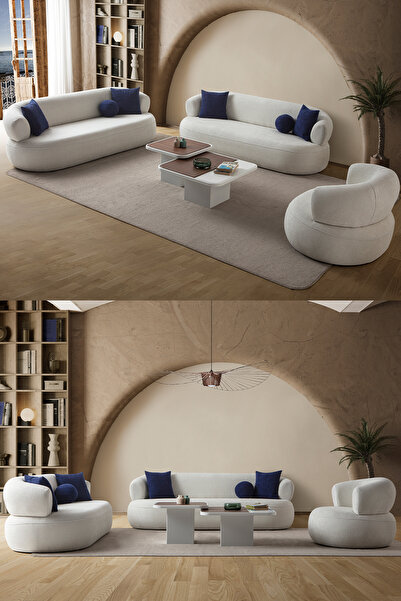 Eymense Roma Koltuk Takımı 3+3+1 Beyaz