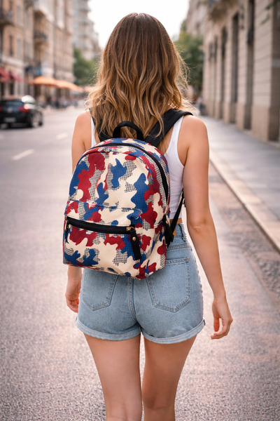 IRILIS Γυναικείο σακίδιο πλάτης casual από οικολογικό δέρμα, με μπροστινή τσέ...