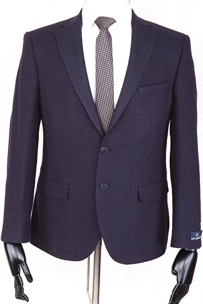 Jan Carlucci سترة JAN CARLUCCİ Wool للرجال ذات قصة عادية ورقبة أحادية أرجواني...