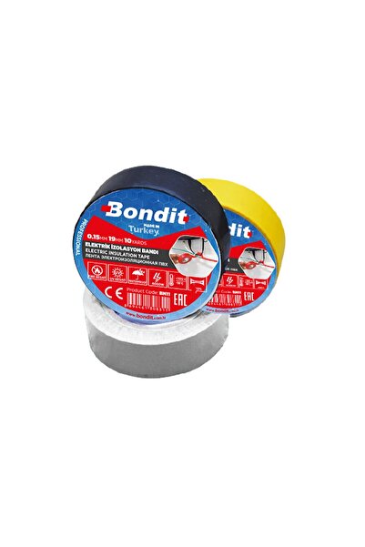 Bondit Elektirk İzolasyon Bandı Siyah 0.15 mm x 19 mm x 10 m