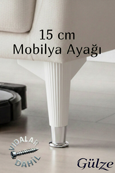 GÜLZE (15 cm) GÜMÜŞ Pabuçlu -Nefes Model- Mobilya Ayağı (Mobilya Ayağı, Dolap...
