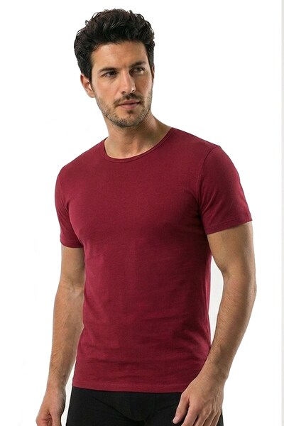 Öts Ανδρικό μπλουζάκι Modal με κλειστό γιακά 2 συσκευασιών κόκκινο