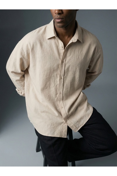KHAYN ERKEK MODAL KUMAŞ OVERSİZE DÜĞMELİ MODERN GÖMLEK K3008G