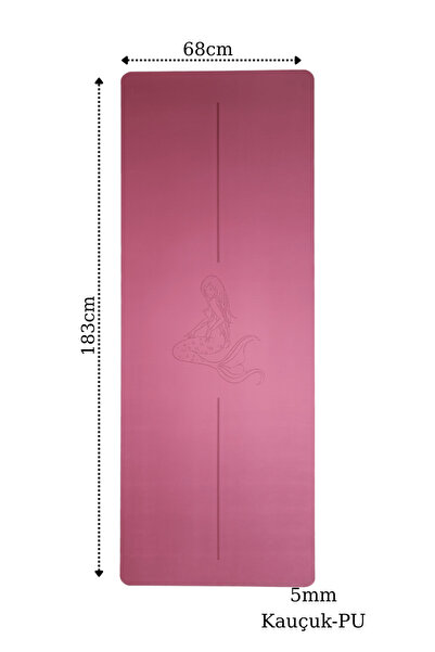 Nyra Active Yoga Matı Kaydırmaz Doğal Kauçuk 5mm Pembe Denizkızı Tasarımlı