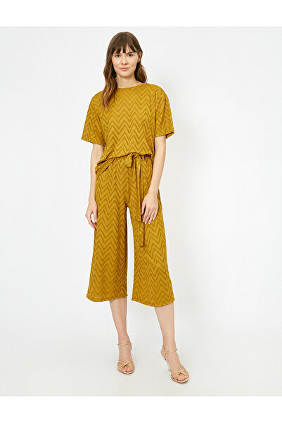 Koton Υφασμάτινο δεμένο παντελόνι με λεπτομέρειες