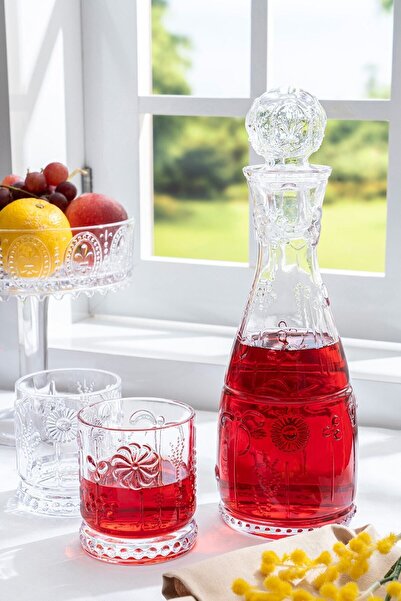 Glamis Selen Concept Bahar Model El Yapımı Cam Karaf 2 Bardaklı Set