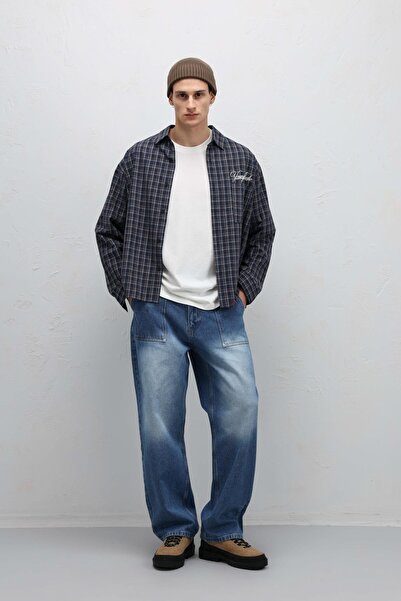 VAMOSCLO Pocket Detailed Baggy Fit Jean Blue