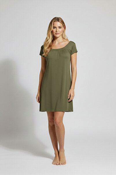 AYYILDIZ 59333 Šaty z česanej bavlny v khaki farbe