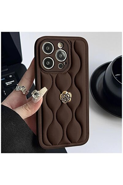 Zebana Apple iPhone 12 Pro Uyumlu Kılıf Zebana Camellia Deri Kılıf Kahverengi