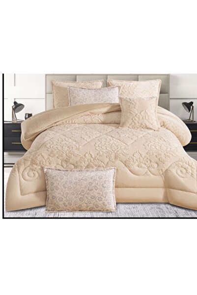 Roshen طقم مفرش 6 قطع نفرين شتوي حشوة مخمل ناعم مع فرو سادة ذو وجهين خامة مخم...