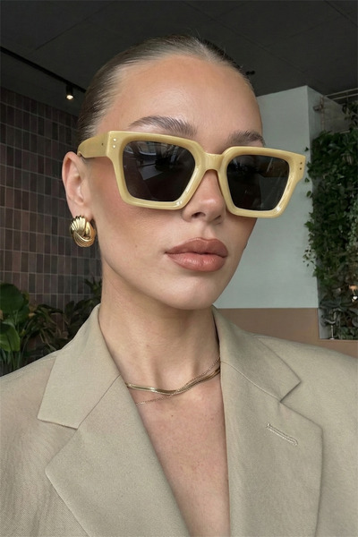 Eyesofia Di Carlo Cream Brown Square Unisex 2025 New Season Sunglasses