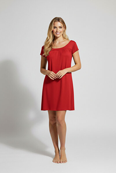 AYYILDIZ 59333 Rochie roșie din bumbac pieptănat