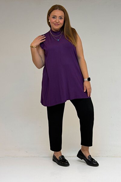 Eslina 58501 ملابس داخلية قطنية ممشطة بياقة حكيم مقاس كبير - لون البرقوق