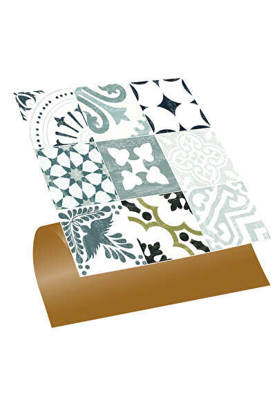 TİNK Kendinden Yapışkanlı Karma Yeşil Londra Desenli Pvc Karo 30x30 Cm (11 AD...