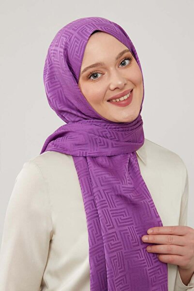 Levidor Menekşe Labirent Desen Blue Jakar Şal