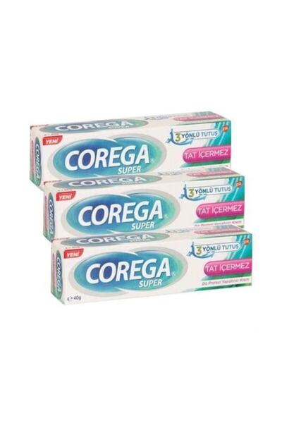 Corega Diş Protezi Yapıştırıcı 3 Yönlü Tat Içermez Krem 40 Gr. 3 Lü