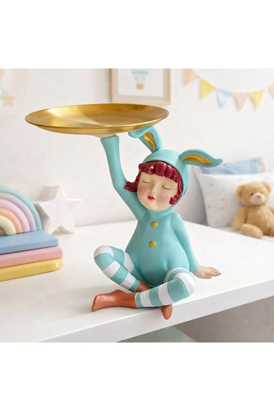 Vi Markets قطعة ديكور لطيفة تتميز بتصميم شخصية كرتونية تحمل صينية علوية،