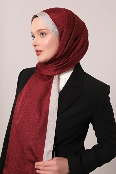 Levidor Bordo Halka Desen Monogram Şal