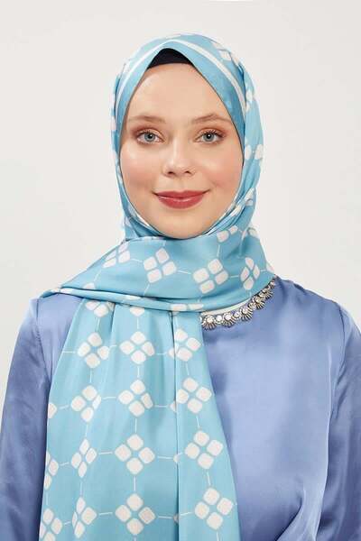 Levidor Blue Geometric Pattern Angel Shawl