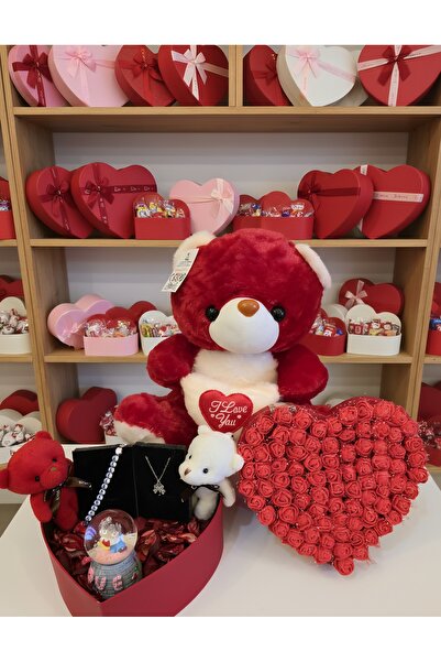 elovya Sevgiliye hediye,arkadaşa hediyeKırmızıbüyük Ayıcık kar küresi 2 adet ...