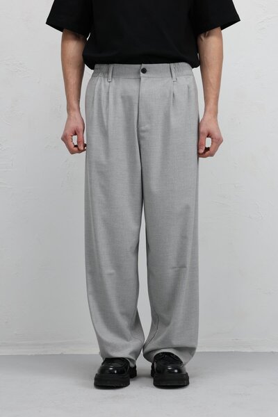 Vamos Baggy Fit Fabric Pants Gray