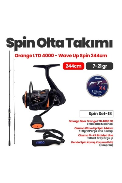 Okuma Savage Gear Orange LTD 4000 FD Olta Makinesi - Wave Up Spin 244cm 7-21g...